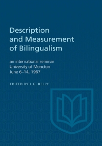 Cover image: Description and Measurement of Bilingualism 1st edition 9781487592202