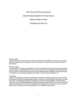 表紙画像: Open Source 330 Success Secrets - 330 Most Asked Questions On Open Source - What You Need To Know 9781488531279