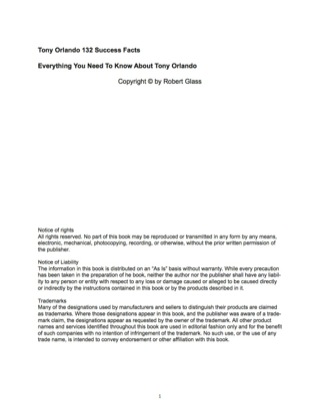 Cover image: Tony Orlando 132 Success Facts - Everything you need to know about Tony Orlando 9781488566066