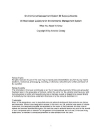 Imagen de portada: Environmental Management System 90 Success Secrets - 90 Most Asked Questions On Environmental Management System - What You Need To Know 9781488855078
