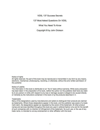 Cover image: VDSL 137 Success Secrets - 137 Most Asked Questions On VDSL - What You Need To Know 9781488855726