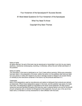 صورة الغلاف: Four Horsemen of the Apocalypse 81 Success Secrets - 81 Most Asked Questions On Four Horsemen of the Apocalypse - What You Need To Know 9781488857324