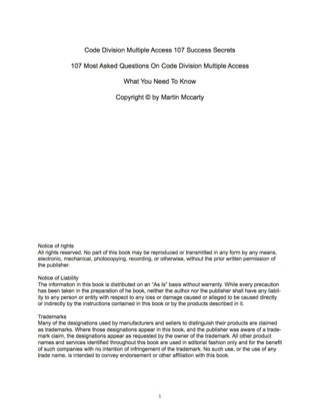 Imagen de portada: Code Division Multiple Access 107 Success Secrets - 107 Most Asked Questions On Code Division Multiple Access - What You Need To Know 9781488861420