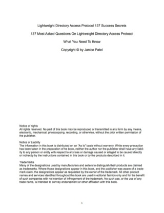 Cover image: Lightweight Directory Access Protocol 137 Success Secrets - 137 Most Asked Questions On Lightweight Directory Access Protocol - What You Need To Know 9781488862489