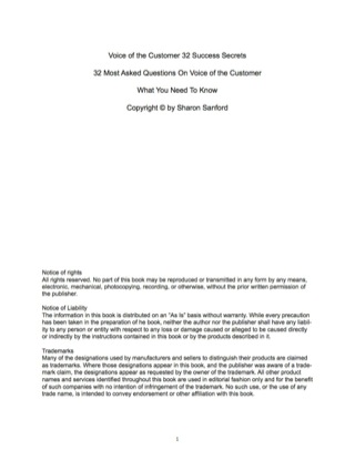 Imagen de portada: Voice of the Customer 32 Success Secrets - 32 Most Asked Questions On Voice of the Customer - What You Need To Know 9781488863110
