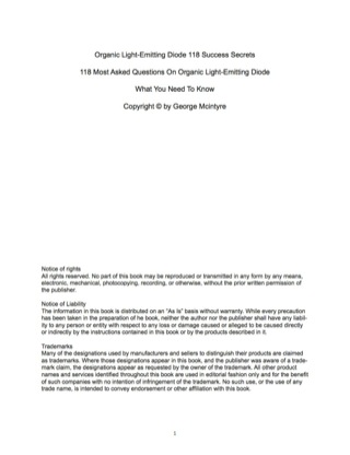 Cover image: Organic Light-Emitting Diode 118 Success Secrets - 118 Most Asked Questions On Organic Light-Emitting Diode - What You Need To Know 9781488863936