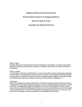 Imagen de portada: Blogging Platforms 26 Success Secrets - 26 Most Asked Questions On Blogging Platforms - What You Need To Know 9781488866647