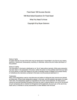 Cover image: Fixed Asset 188 Success Secrets - 188 Most Asked Questions On Fixed Asset - What You Need To Know 9781488866937