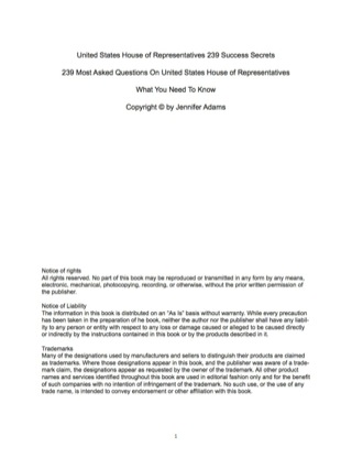 Cover image: United States House of Representatives 239 Success Secrets - 239 Most Asked Questions On United States House of Representatives - What You Need To Know 9781488867224