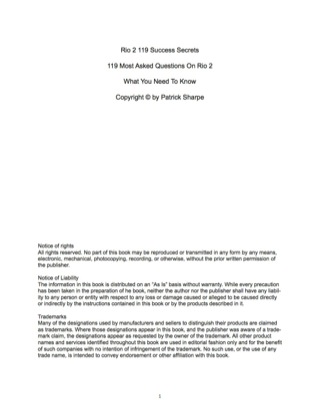 Cover image: Rio 2 119 Success Secrets - 119 Most Asked Questions On Rio 2 - What You Need To Know 9781488868269