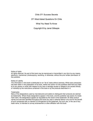 Omslagafbeelding: Chile 371 Success Secrets - 371 Most Asked Questions On Chile - What You Need To Know 9781488869624