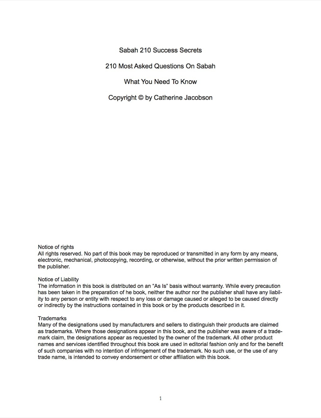 Sabah 210 Success Secrets – 210 Most Asked Questions On Sabah – What You Need To Know