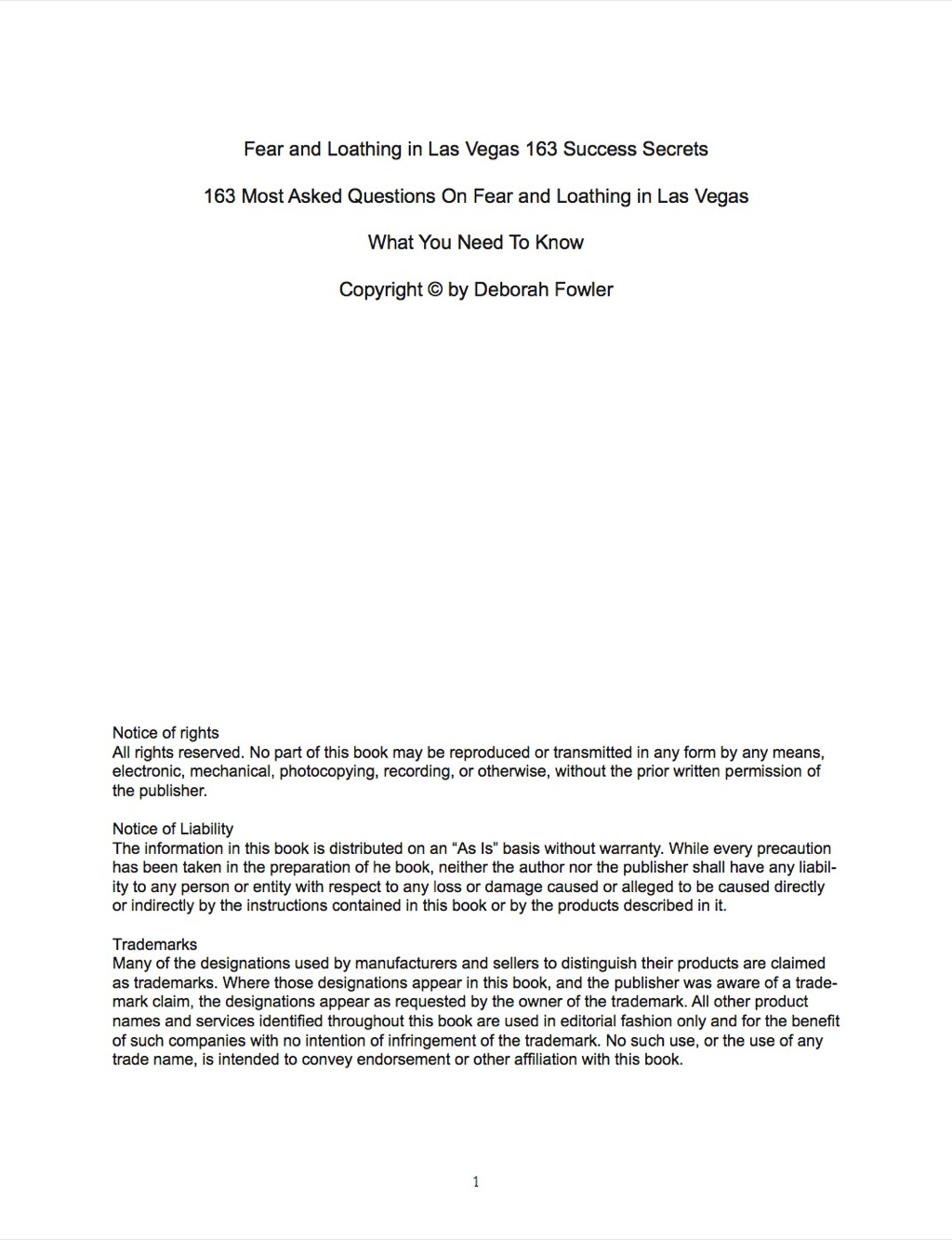 Fear and Loathing in Las Vegas 163 Success Secrets – 163 Most Asked Questions On Fear and Loathing in Las Vegas – What You Need To Know