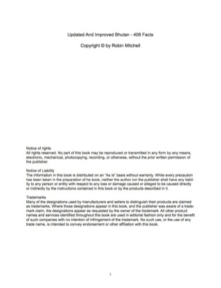 表紙画像: Updated And Improved Bhutan - 406 Facts 9781488883392