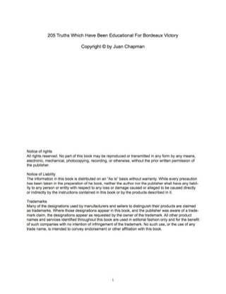 Cover image: 205 Truths Which Have Been Educational For Bordeaux Victory 9781488884320