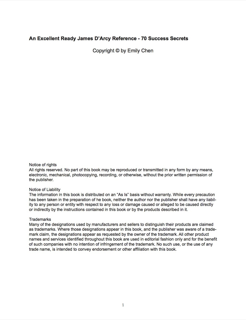 An Excellent Ready James D’Arcy Reference – 70 Success Secrets