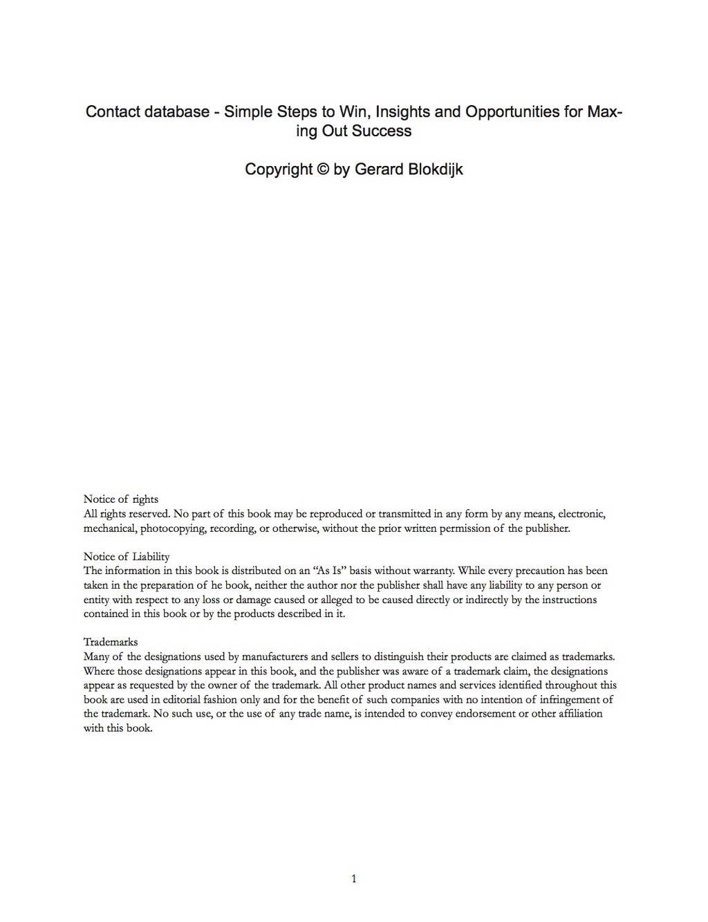 contact database – Simple Steps to Win, Insights and Opportunities for Maxing Out Success