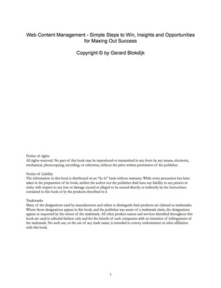 Cover image: Web Content Management - Simple Steps to Win, Insights and Opportunities for Maxing Out Success 9781489100764