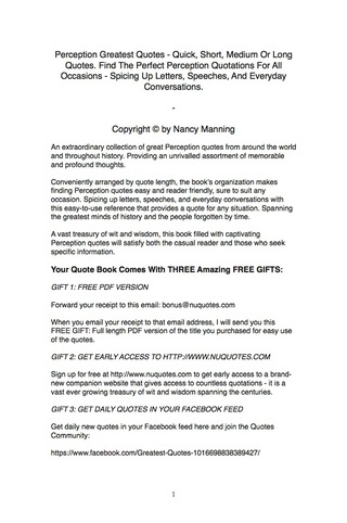 Cover image: Perception Greatest Quotes - Quick, Short, Medium Or Long Quotes. Find The Perfect Perception Quotations For All Occasions - Spicing Up Letters, Speeches, And Everyday Conversations. 9781489103499