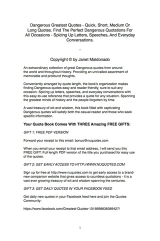 Cover image: Dangerous Greatest Quotes - Quick, Short, Medium Or Long Quotes. Find The Perfect Dangerous Quotations For All Occasions - Spicing Up Letters, Speeches, And Everyday Conversations. 9781489103826