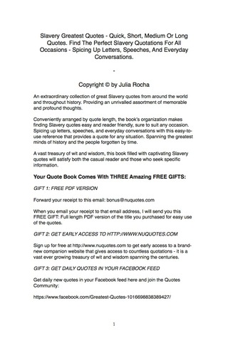Imagen de portada: Slavery Greatest Quotes - Quick, Short, Medium Or Long Quotes. Find The Perfect Slavery Quotations For All Occasions - Spicing Up Letters, Speeches, And Everyday Conversations. 9781489104892