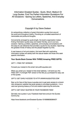 Omslagafbeelding: Information Greatest Quotes - Quick, Short, Medium Or Long Quotes. Find The Perfect Information Quotations For All Occasions - Spicing Up Letters, Speeches, And Everyday Conversations. 9781489105172