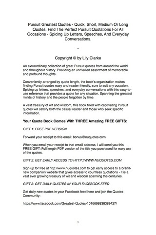 Cover image: Pursuit Greatest Quotes - Quick, Short, Medium Or Long Quotes. Find The Perfect Pursuit Quotations For All Occasions - Spicing Up Letters, Speeches, And Everyday Conversations. 9781489105653