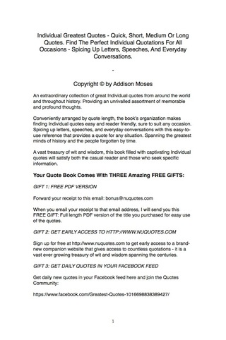 Cover image: Individual Greatest Quotes - Quick, Short, Medium Or Long Quotes. Find The Perfect Individual Quotations For All Occasions - Spicing Up Letters, Speeches, And Everyday Conversations. 9781489106179