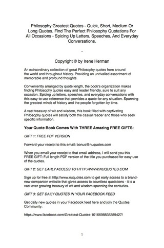 Cover image: Philosophy Greatest Quotes - Quick, Short, Medium Or Long Quotes. Find The Perfect Philosophy Quotations For All Occasions - Spicing Up Letters, Speeches, And Everyday Conversations. 9781489106339