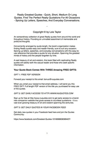 Cover image: Really Greatest Quotes - Quick, Short, Medium Or Long Quotes. Find The Perfect Really Quotations For All Occasions - Spicing Up Letters, Speeches, And Everyday Conversations. 9781489106841