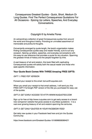 Imagen de portada: Consequences Greatest Quotes - Quick, Short, Medium Or Long Quotes. Find The Perfect Consequences Quotations For All Occasions - Spicing Up Letters, Speeches, And Everyday Conversations. 9781489108340