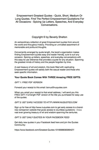 Omslagafbeelding: Empowerment Greatest Quotes - Quick, Short, Medium Or Long Quotes. Find The Perfect Empowerment Quotations For All Occasions - Spicing Up Letters, Speeches, And Everyday Conversations. 9781489108609