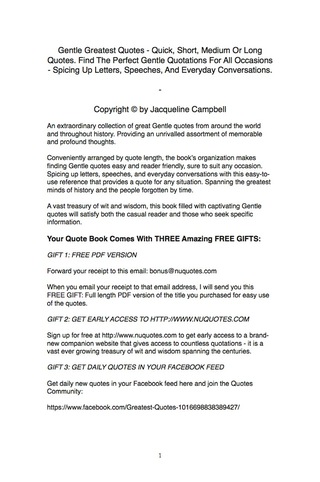 Omslagafbeelding: Gentle Greatest Quotes - Quick, Short, Medium Or Long Quotes. Find The Perfect Gentle Quotations For All Occasions - Spicing Up Letters, Speeches, And Everyday Conversations. 9781489108784