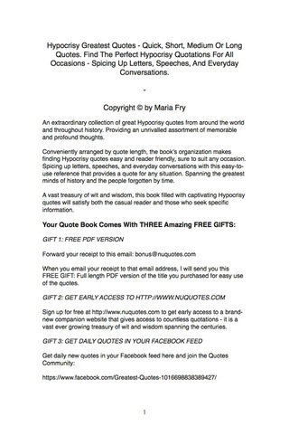 Titelbild: Hypocrisy Greatest Quotes - Quick, Short, Medium Or Long Quotes. Find The Perfect Hypocrisy Quotations For All Occasions - Spicing Up Letters, Speeches, And Everyday Conversations. 9781489108890