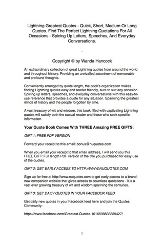 Omslagafbeelding: Lightning Greatest Quotes - Quick, Short, Medium Or Long Quotes. Find The Perfect Lightning Quotations For All Occasions - Spicing Up Letters, Speeches, And Everyday Conversations. 9781489109194