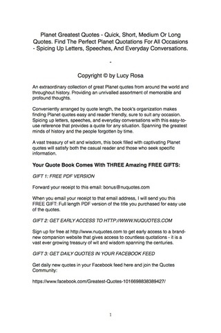 Titelbild: Planet Greatest Quotes - Quick, Short, Medium Or Long Quotes. Find The Perfect Planet Quotations For All Occasions - Spicing Up Letters, Speeches, And Everyday Conversations. 9781489109712