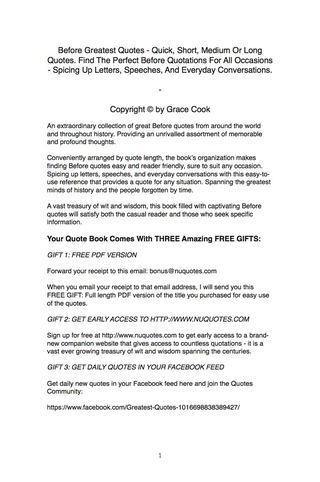 Imagen de portada: Before Greatest Quotes - Quick, Short, Medium Or Long Quotes. Find The Perfect Before Quotations For All Occasions - Spicing Up Letters, Speeches, And Everyday Conversations. 9781489110619