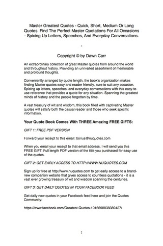 Cover image: Master Greatest Quotes - Quick, Short, Medium Or Long Quotes. Find The Perfect Master Quotations For All Occasions - Spicing Up Letters, Speeches, And Everyday Conversations. 9781489111456