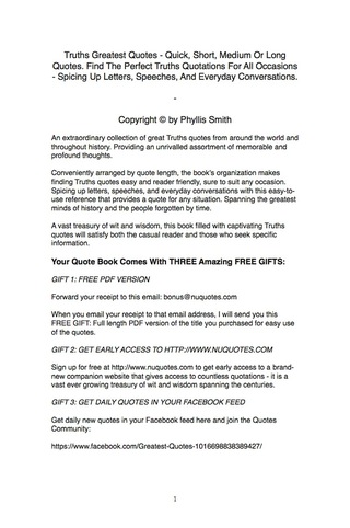 صورة الغلاف: Truths Greatest Quotes - Quick, Short, Medium Or Long Quotes. Find The Perfect Truths Quotations For All Occasions - Spicing Up Letters, Speeches, And Everyday Conversations. 9781489112026