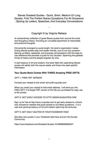 Omslagafbeelding: Slaves Greatest Quotes - Quick, Short, Medium Or Long Quotes. Find The Perfect Slaves Quotations For All Occasions - Spicing Up Letters, Speeches, And Everyday Conversations. 9781489114037