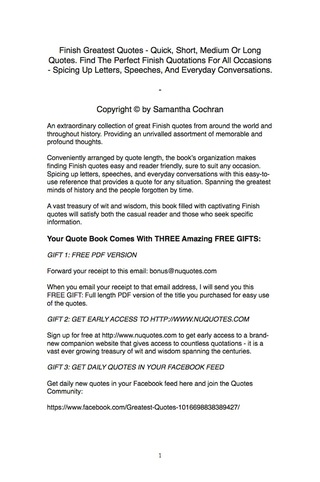 Omslagafbeelding: Finish Greatest Quotes - Quick, Short, Medium Or Long Quotes. Find The Perfect Finish Quotations For All Occasions - Spicing Up Letters, Speeches, And Everyday Conversations. 9781489114082