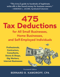 Imagen de portada: 475 Tax Deductions for All Small Businesses, Home Businesses, and Self-Employed Individuals 14th edition 9781493073726