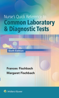 Imagen de portada: Nurse's Quick Reference to Common Laboratory & Diagnostic Tests 6th edition 9781451192421