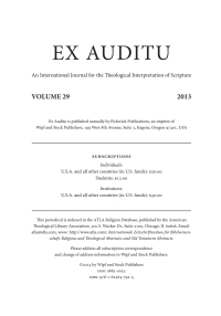 Cover image: Ex Auditu - Volume 29 9781625647924