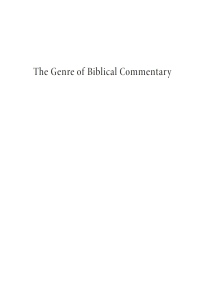 Cover image: The Genre of Biblical Commentary 9781625642899