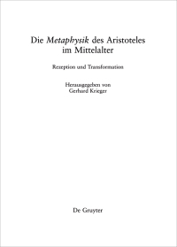 Titelbild: Die "Metaphysik" des Aristoteles im Mittelalter 1st edition 9781501511059