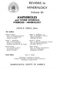 Cover image: Amphiboles and Other Hydrous Pyriboles 1st edition 9780939950102