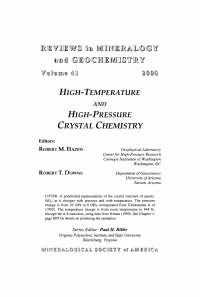 Imagen de portada: High-Temperature and High Pressure Crystal Chemistry 1st edition 9780939950539
