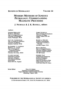 Cover image: Modern Methods of Igneous Petrology 1st edition 9780939950294