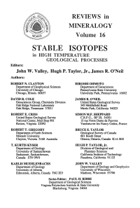 Cover image: Stable Isotopes in High Temperature Geological Processes 1st edition 9780939950201